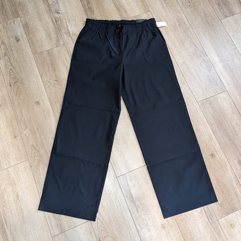 NWT Maurice's Wide Leg Black Pants Drawstring Nylon Blend Stretch Size Large L